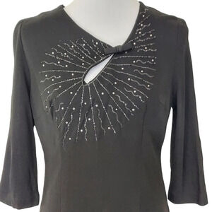 Vtg 30s 40s Hollywood Black Starlight Cutout Dress with Rhinestones  and glitter